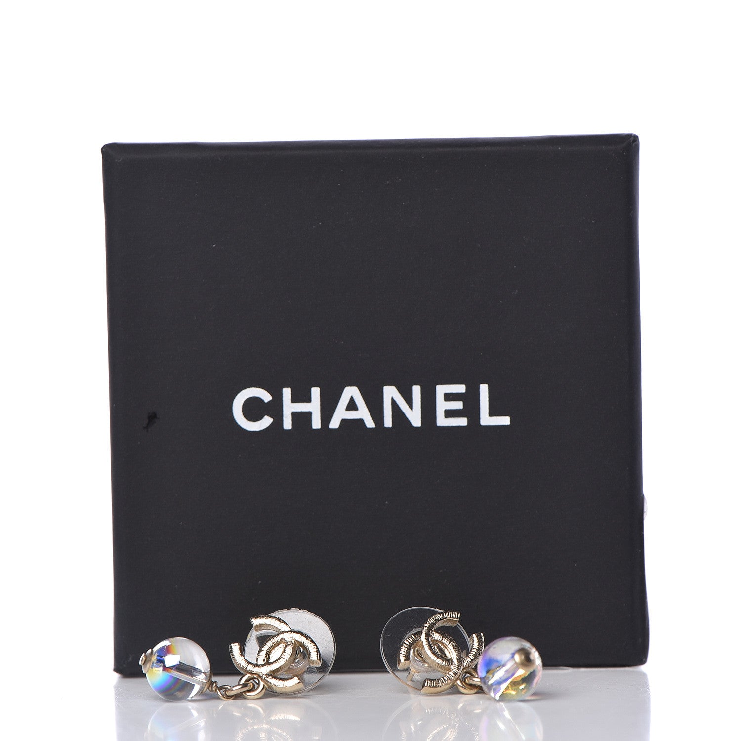 Chanel Bead CC Drop Earrings Light Gold 5 of 5