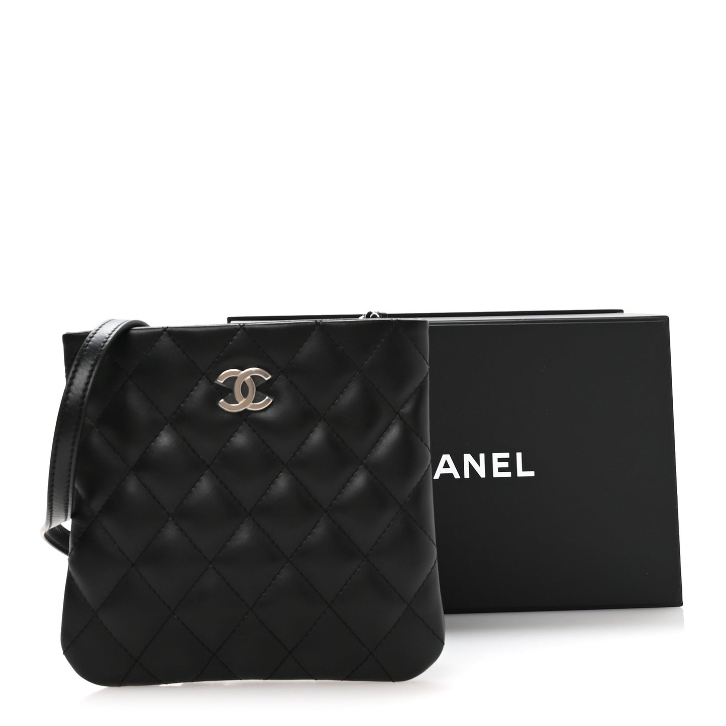 Lambskin Quilted Uniform Crossbody Bag Black
