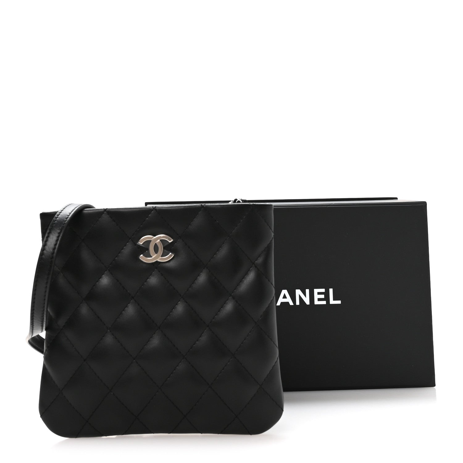 Chanel Lambskin Quilted Uniform Crossbody Bag Black 11 of 11