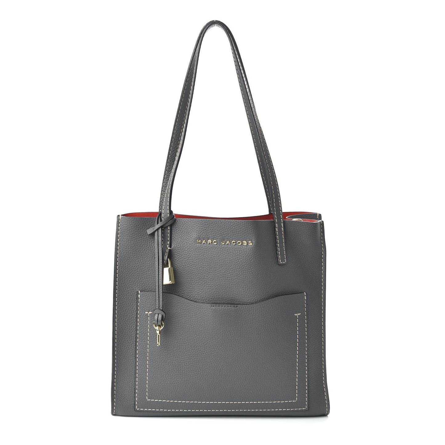 Grained Calfskin Medium Grind T Pocket Tote Grey