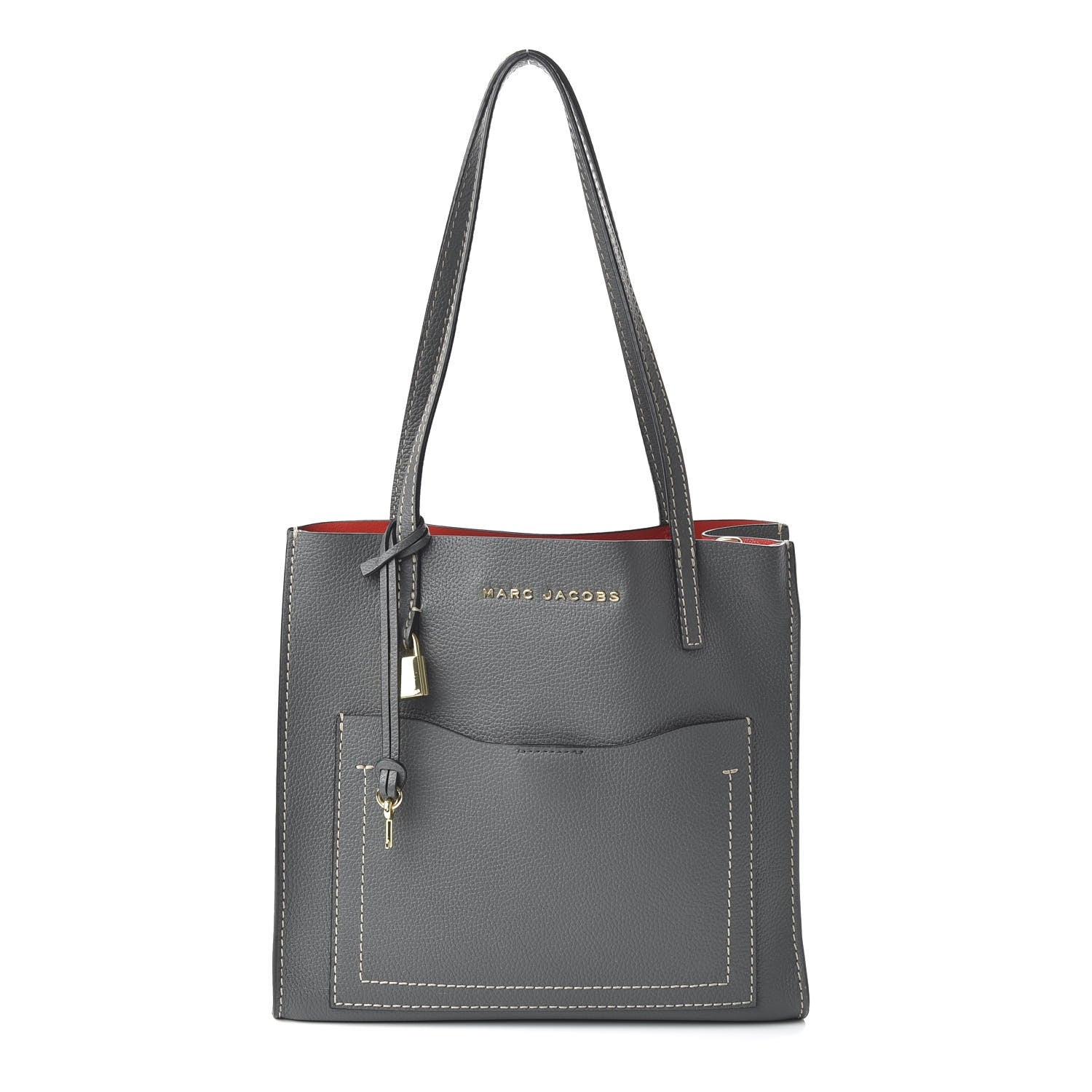 Marc Jacobs Grained Calfskin Medium Grind T Pocket Tote Grey 1 of 9