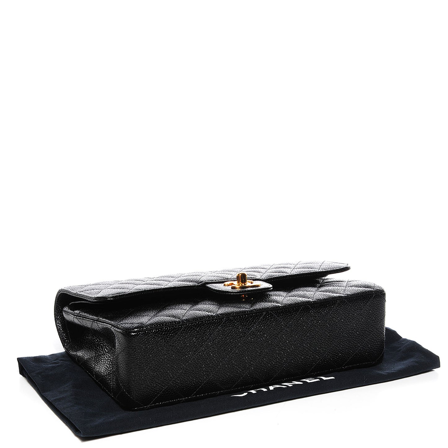 Caviar Quilted Medium Double Flap Black