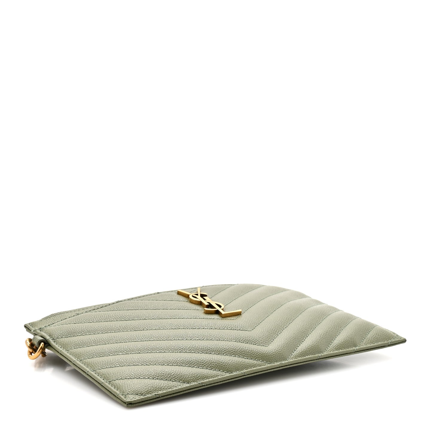 Grain De Poudre Chevron Monogram Large Bill Pouch Light Sage