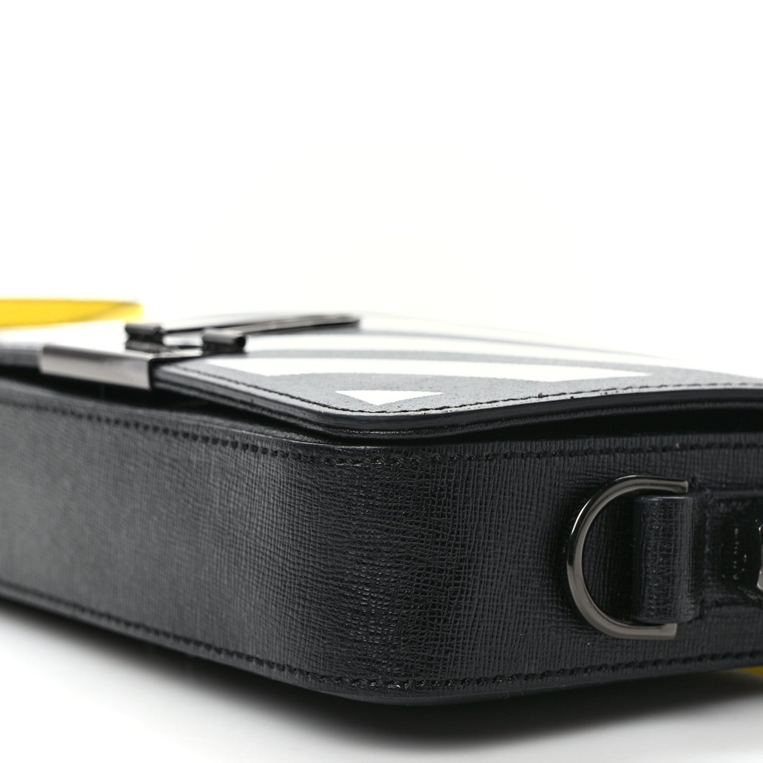 Off-White Saffiano Striped Mini Diag Binder Clip Bag Black White Yellow 9 of 10