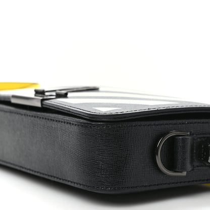 Off-White Saffiano Striped Mini Diag Binder Clip Bag Black White Yellow 9 of 10