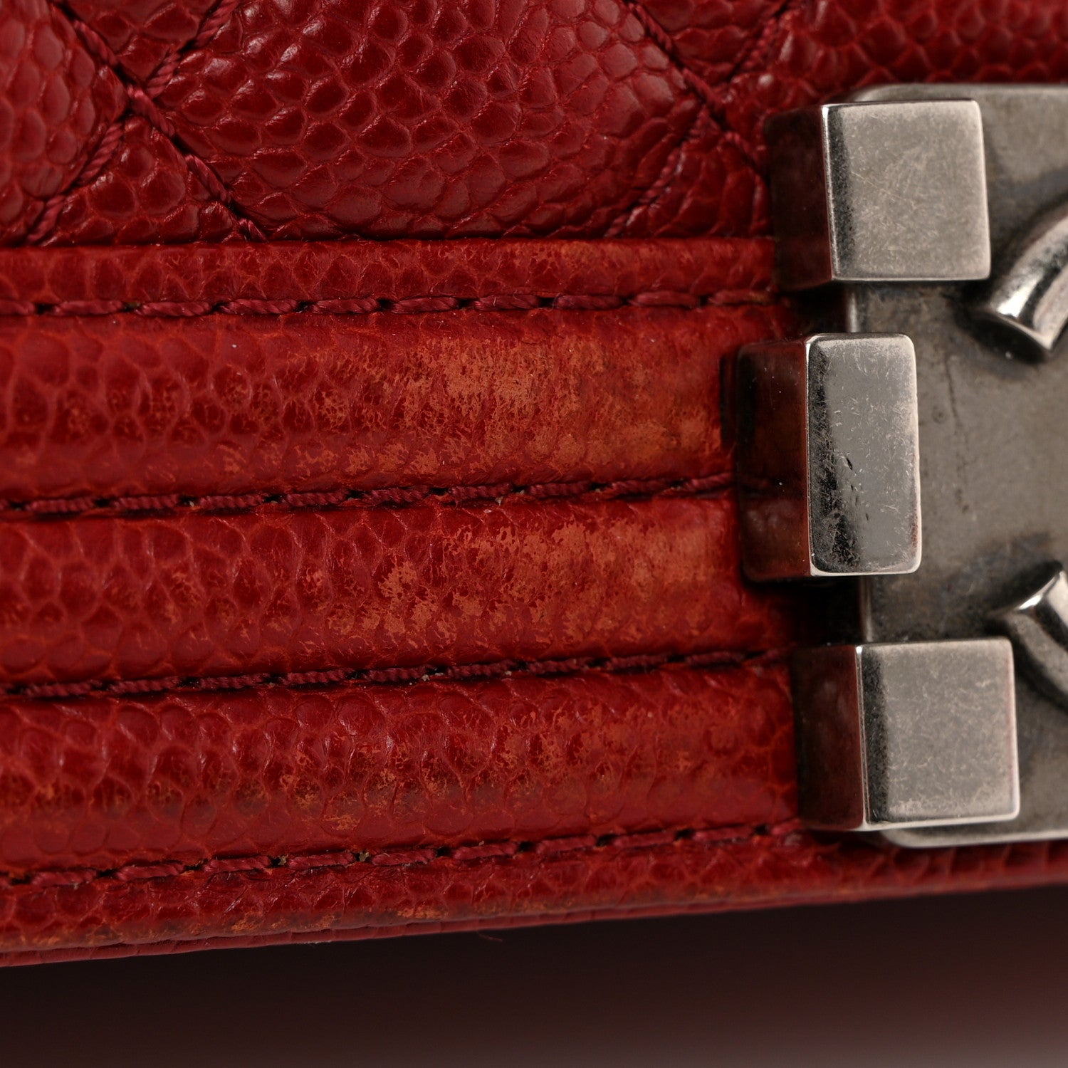 Chanel Caviar Quilted Medium Boy Flap Dark Red 10 of 15