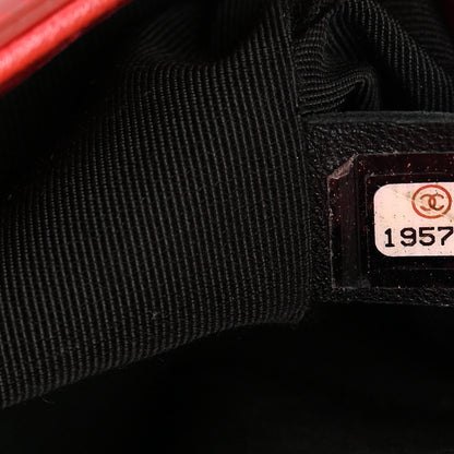 Chanel Metallic Patent Calfskin Quilted Medium Boy Flap Red 7 of 20