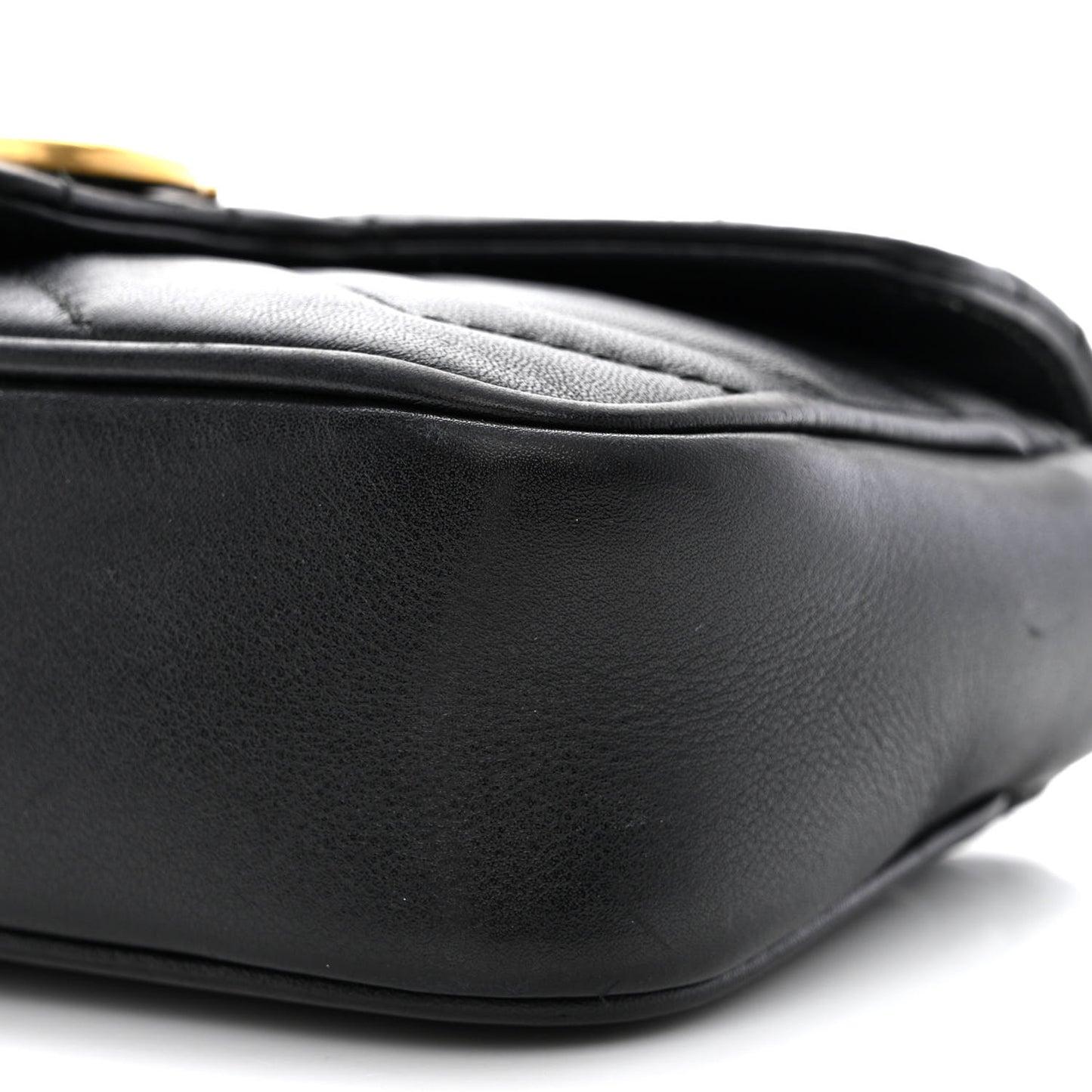 Calfskin Matelasse Super Mini GG Marmont Shoulder Bag Black