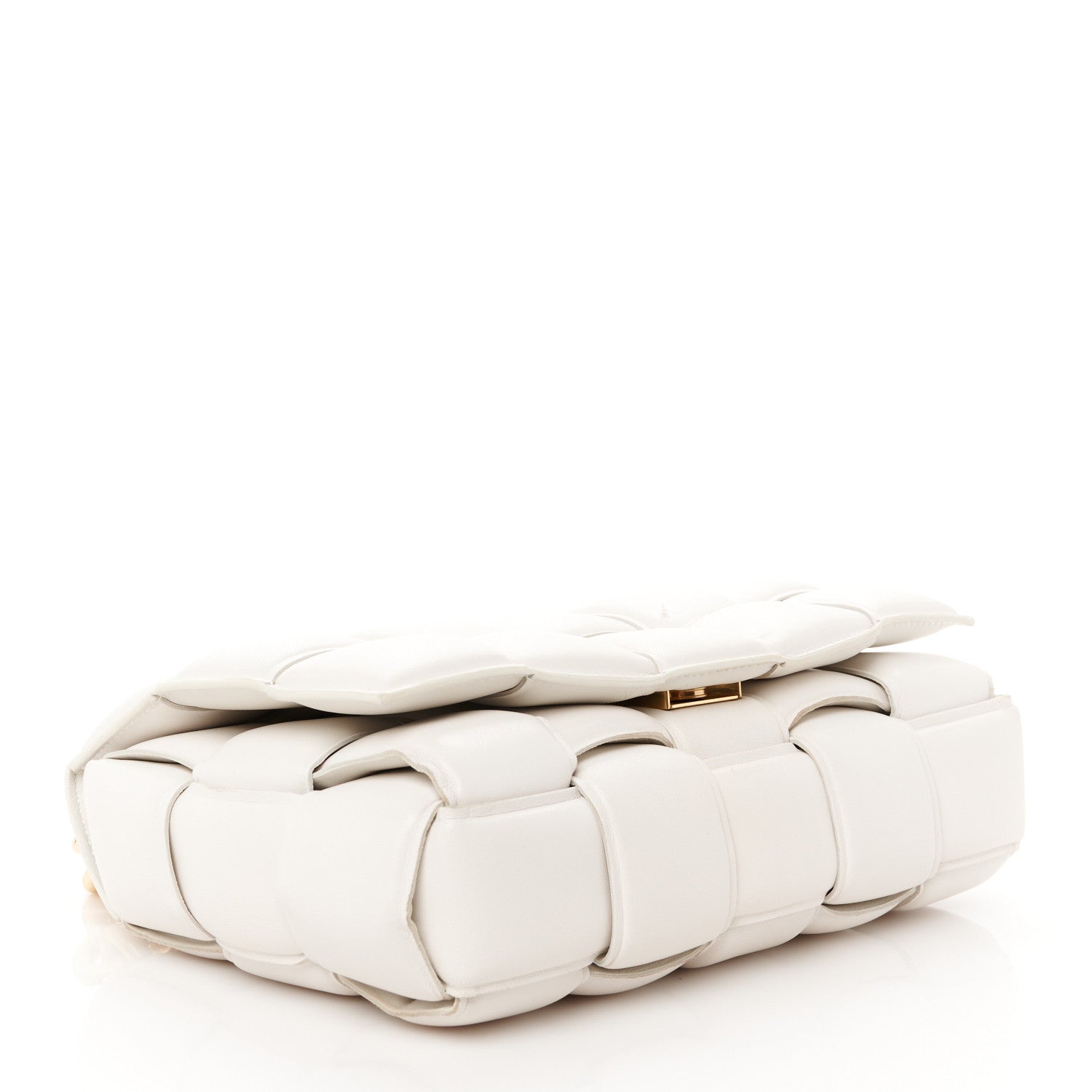 Bottega Veneta Lambskin Maxi Intreccio Padded Chain Cassette Crossbody Bag White 4 of 14