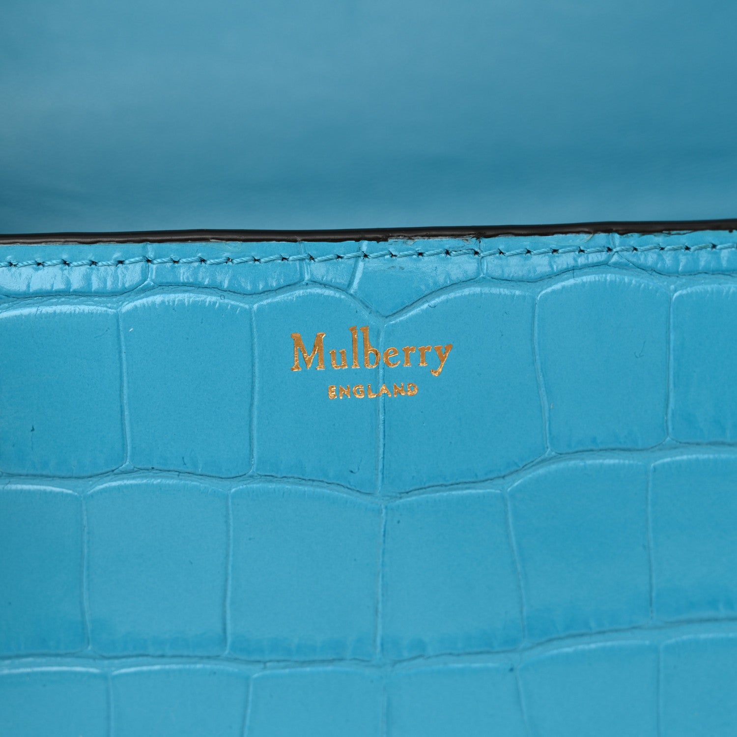 Mulberry Deep Calfskin Crocodile Embossed Small Darley Azure
