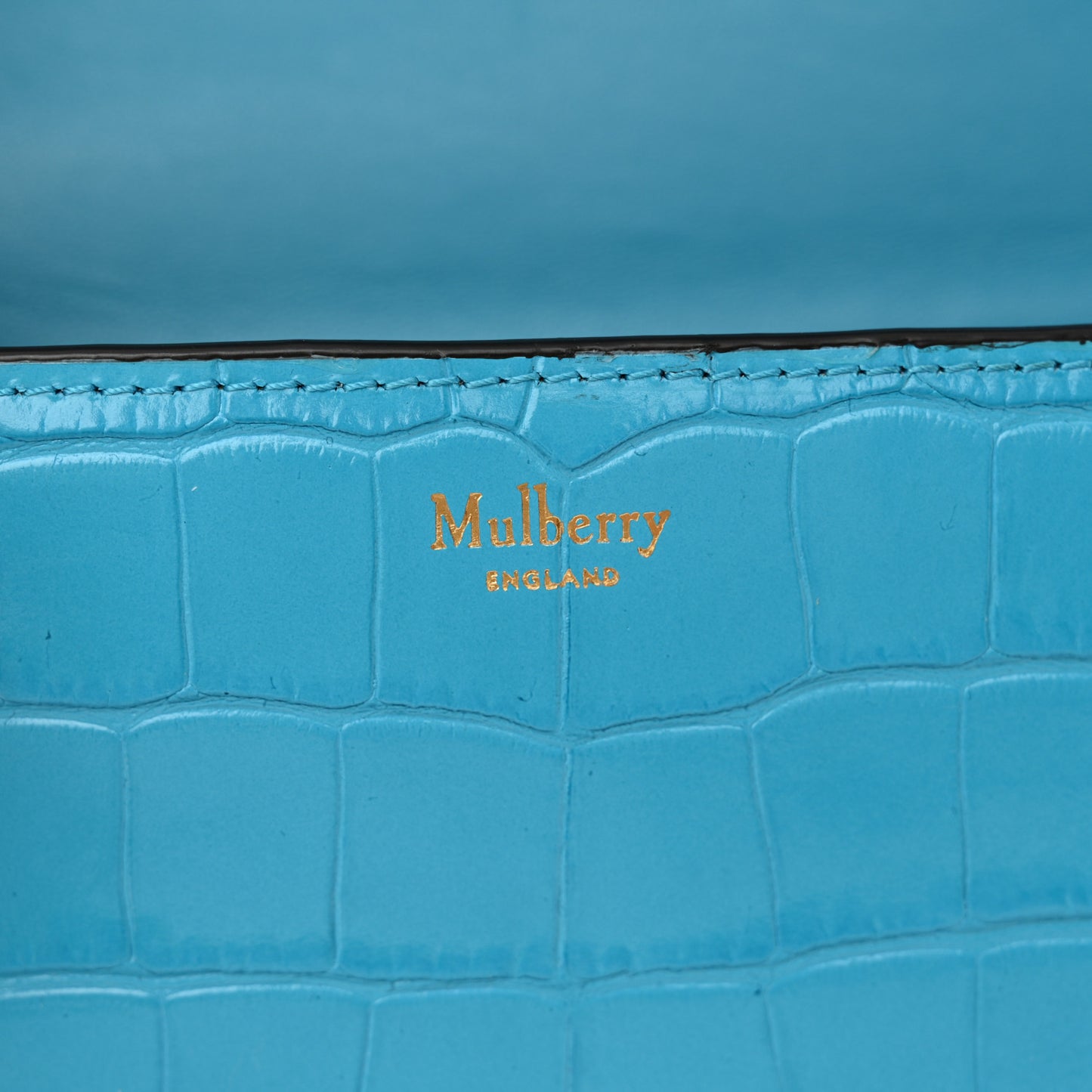 Deep Calfskin Crocodile Embossed Small Darley Azure