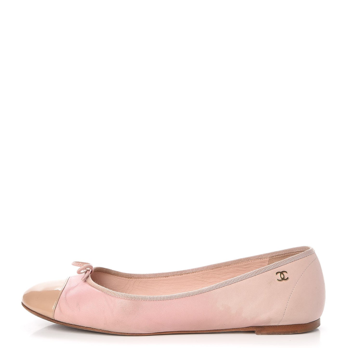 Lambskin Patent Cap Toe CC Ballerina Flats 40 Rose Clair