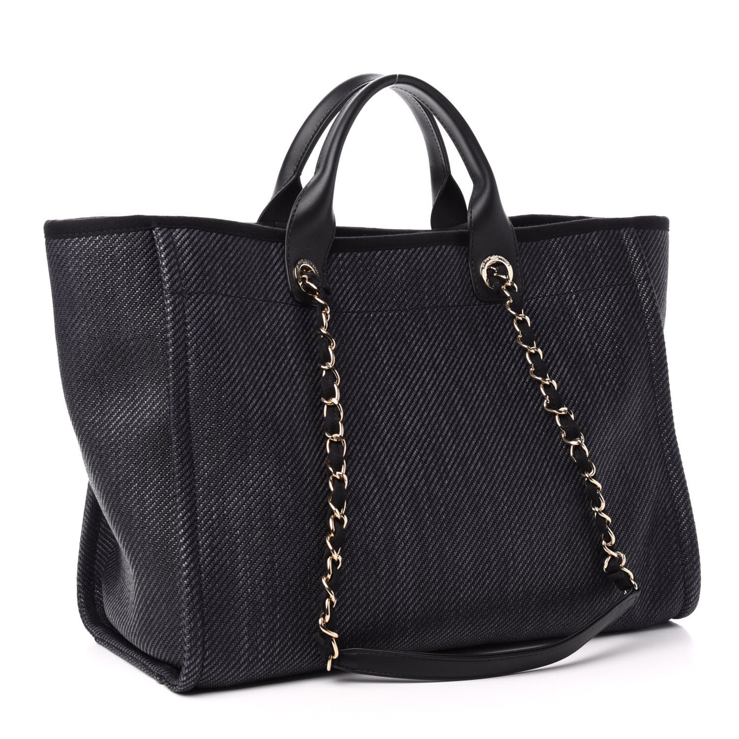 Mixed Fibers Calfskin Medium Deauville Tote Blue