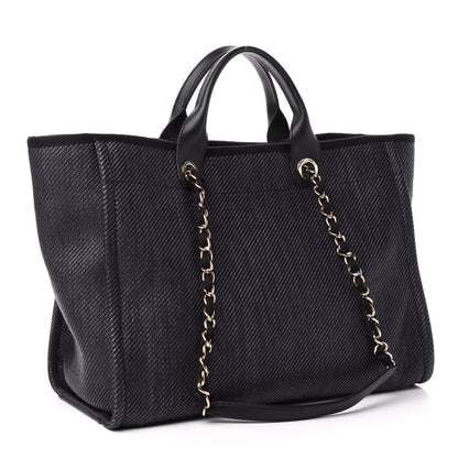Chanel Mixed Fibers Calfskin Medium Deauville Tote Blue 3 of 11