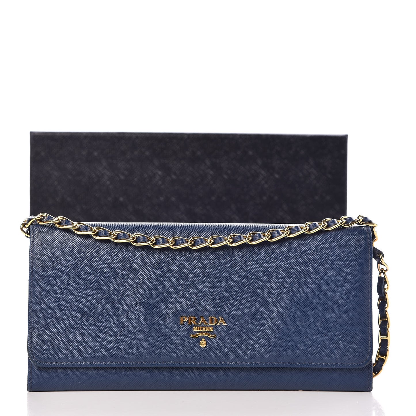 Saffiano Metal Oro Chain Wallet Bleuette