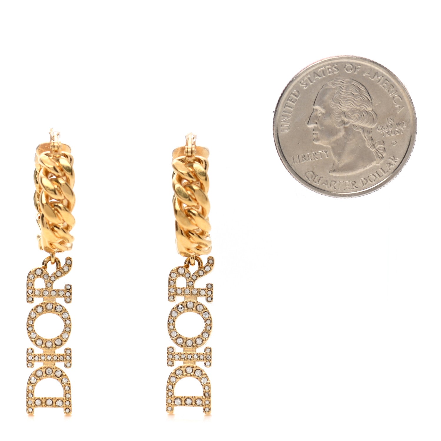Christian Dior Crystal Dio(r)evolution Logo Hoop Drop Earrings Gold 2 of 4