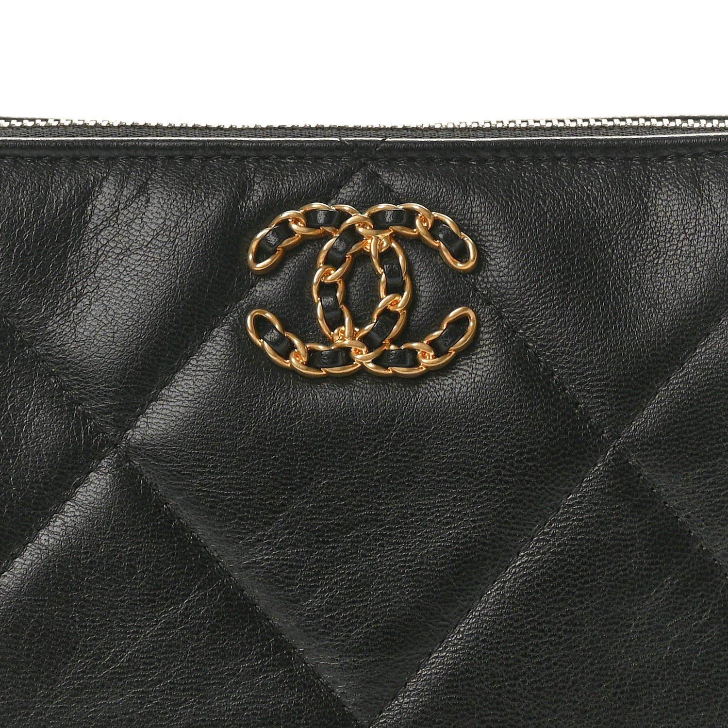 Chanel Shiny Goatskin Quilted Small Chanel 19 Pouch With Handle Black 8 of 8