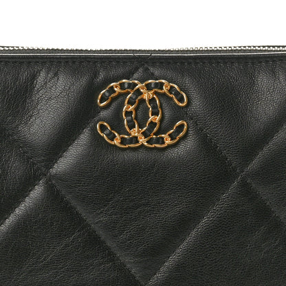 Chanel Shiny Goatskin Quilted Small Chanel 19 Pouch With Handle Black 8 of 8