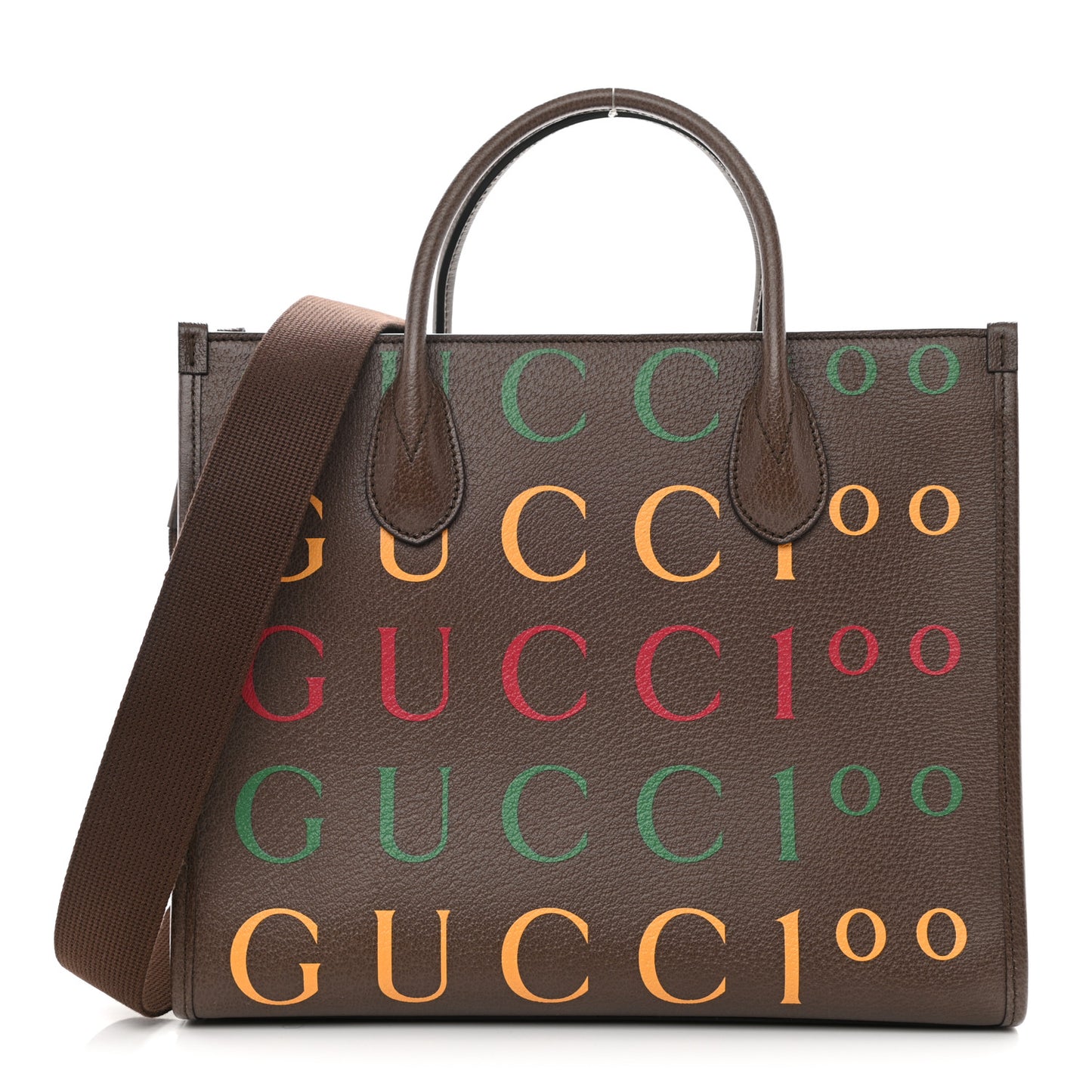 Textured Dollar Calfskin Gucci 100 Small Tote Bag New Acero Multicolor