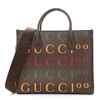 Gucci Textured Dollar Calfskin Gucci 100 Small Tote Bag New Acero Multicolor 1 of 7