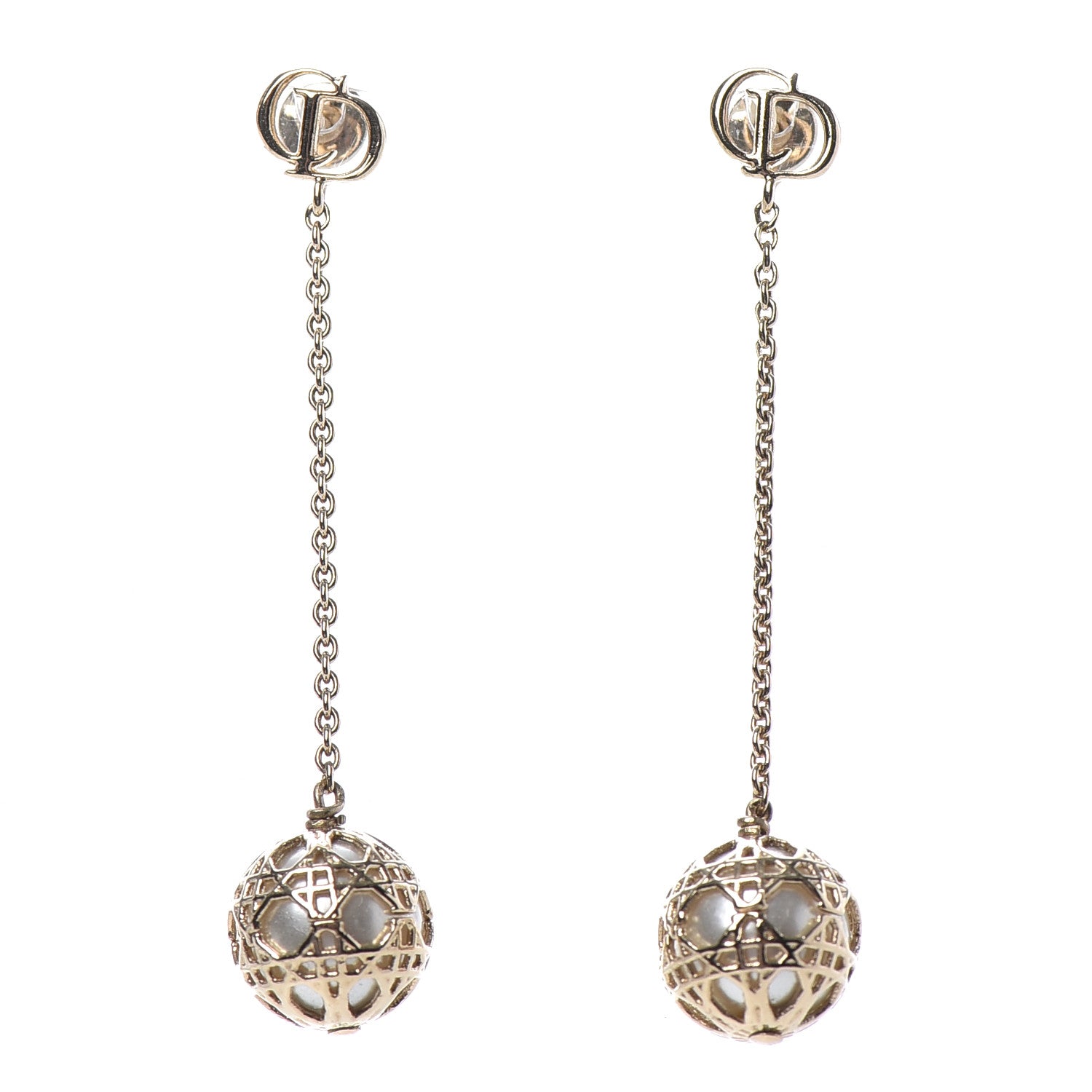 Christian Dior Pearl Secret Cannage Mise En Dior Tribales Dangle Earrings Gold 1 of 4