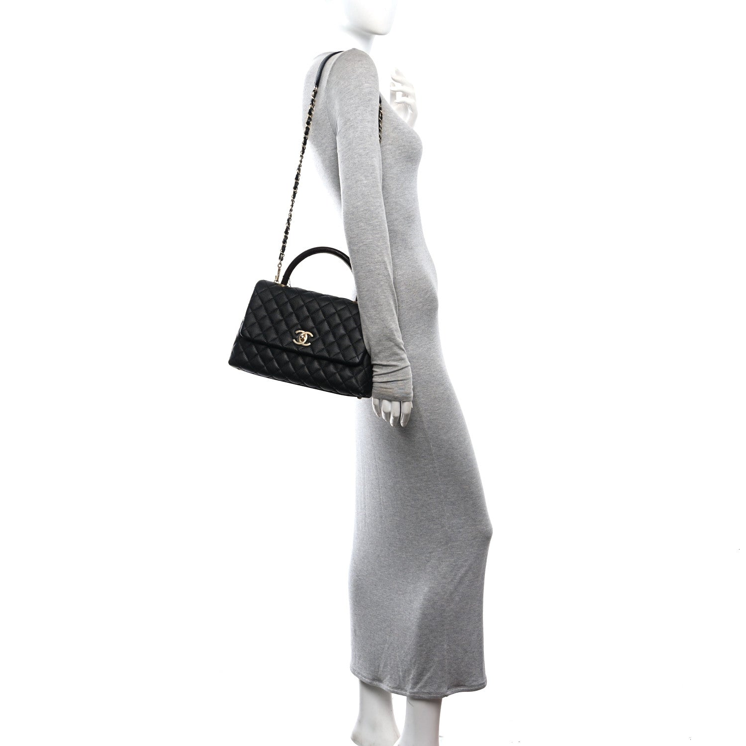 Chanel Caviar Lizard Quilted Small Coco Handle Flap Black 2 of 11