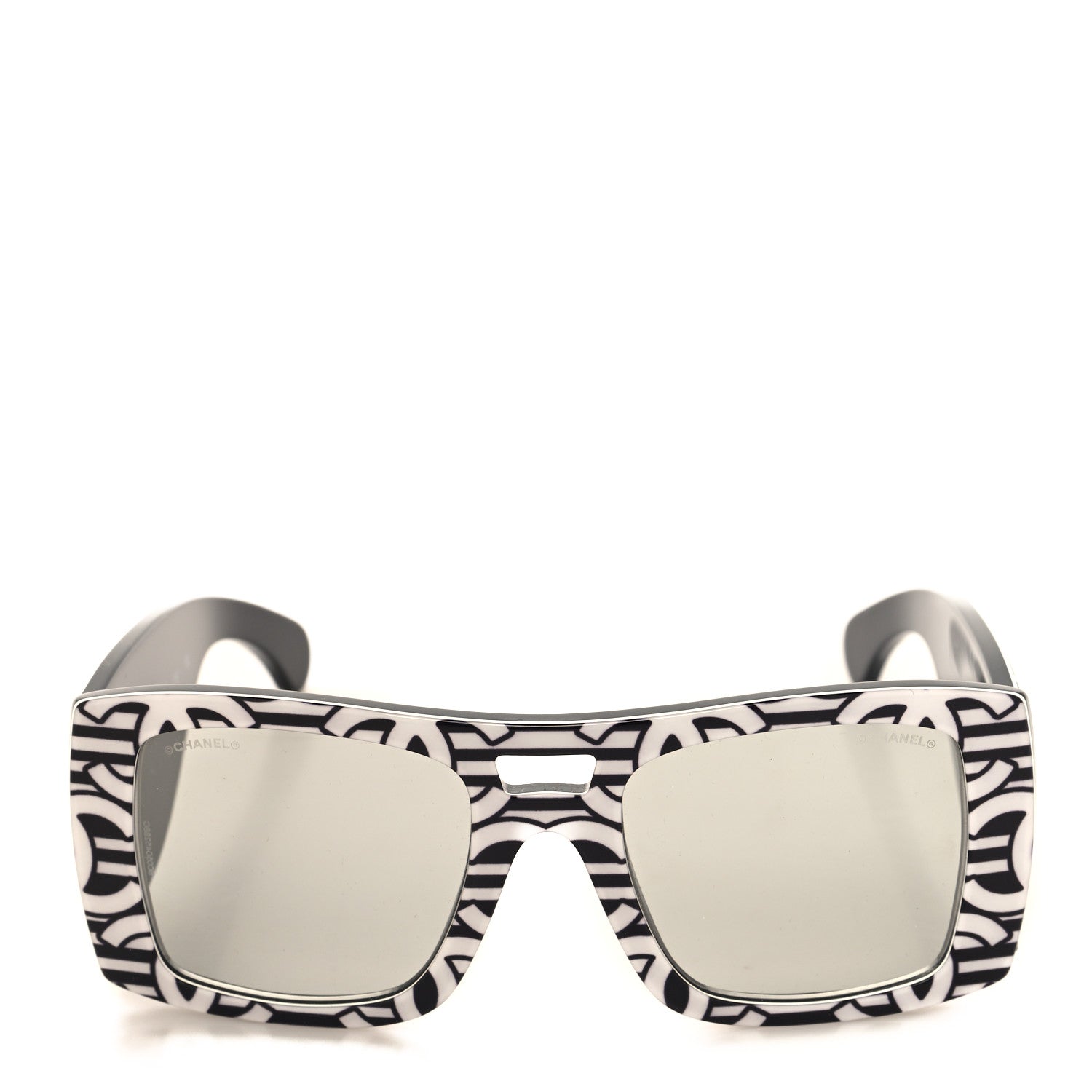 Chanel Acetate CC Logo Square Sunglasses 71628 Black White 2 of 7