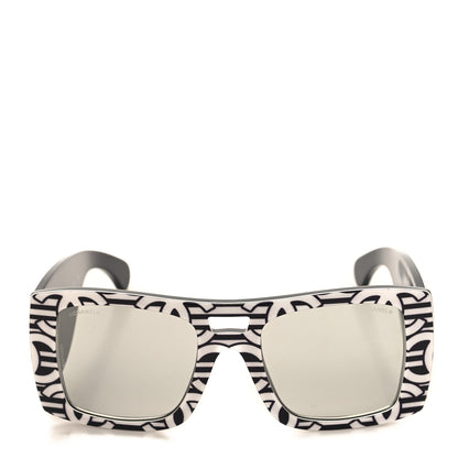 Chanel Acetate CC Logo Square Sunglasses 71628 Black White 2 of 7