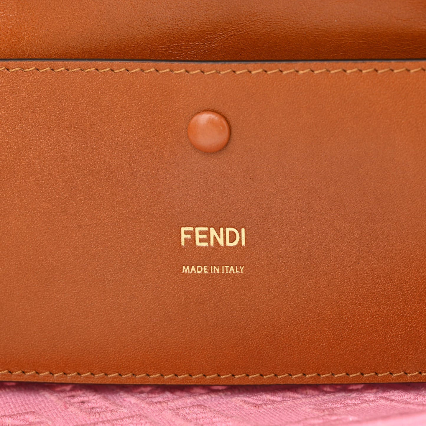 Canvas Cuoio Agata FF Ajour Embroidered Baguette Ciclamino Cuoio