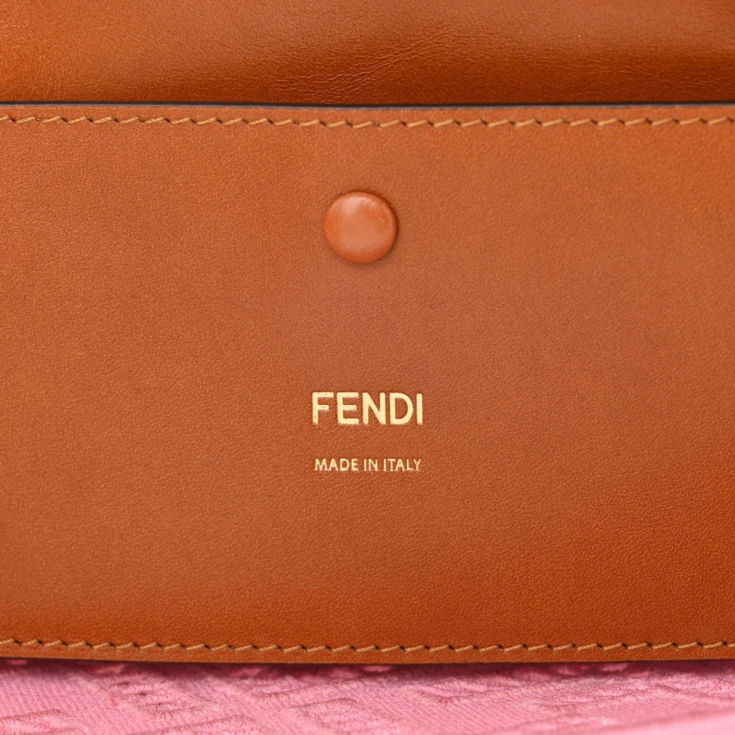 Fendi Canvas Cuoio Agata FF Ajour Embroidered Baguette Ciclamino Cuoio 6 of 12