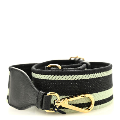Prada Saffiano Jacquard Logo Ricamo Shoulder Strap Black Acqua 1 of 5