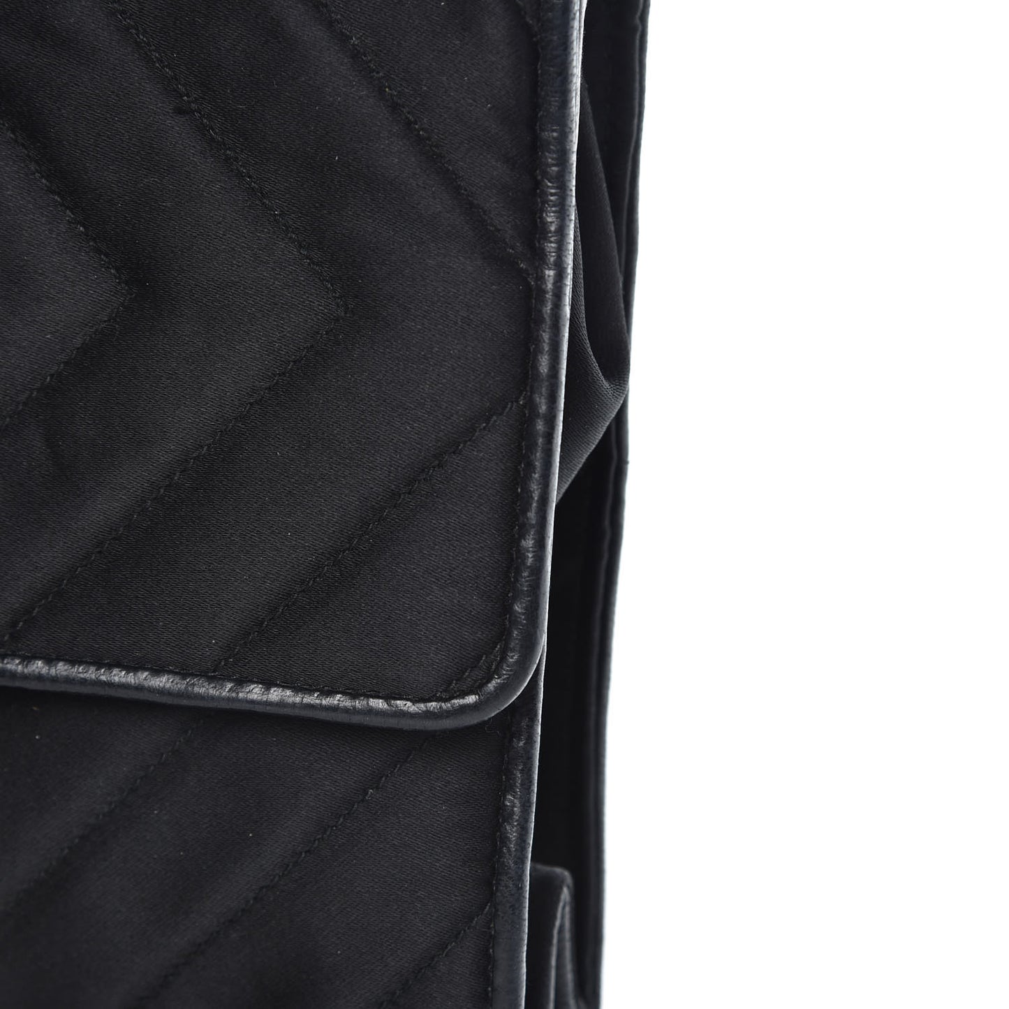 Satin Chevron Quilted Pearl Mini Square Flap Black