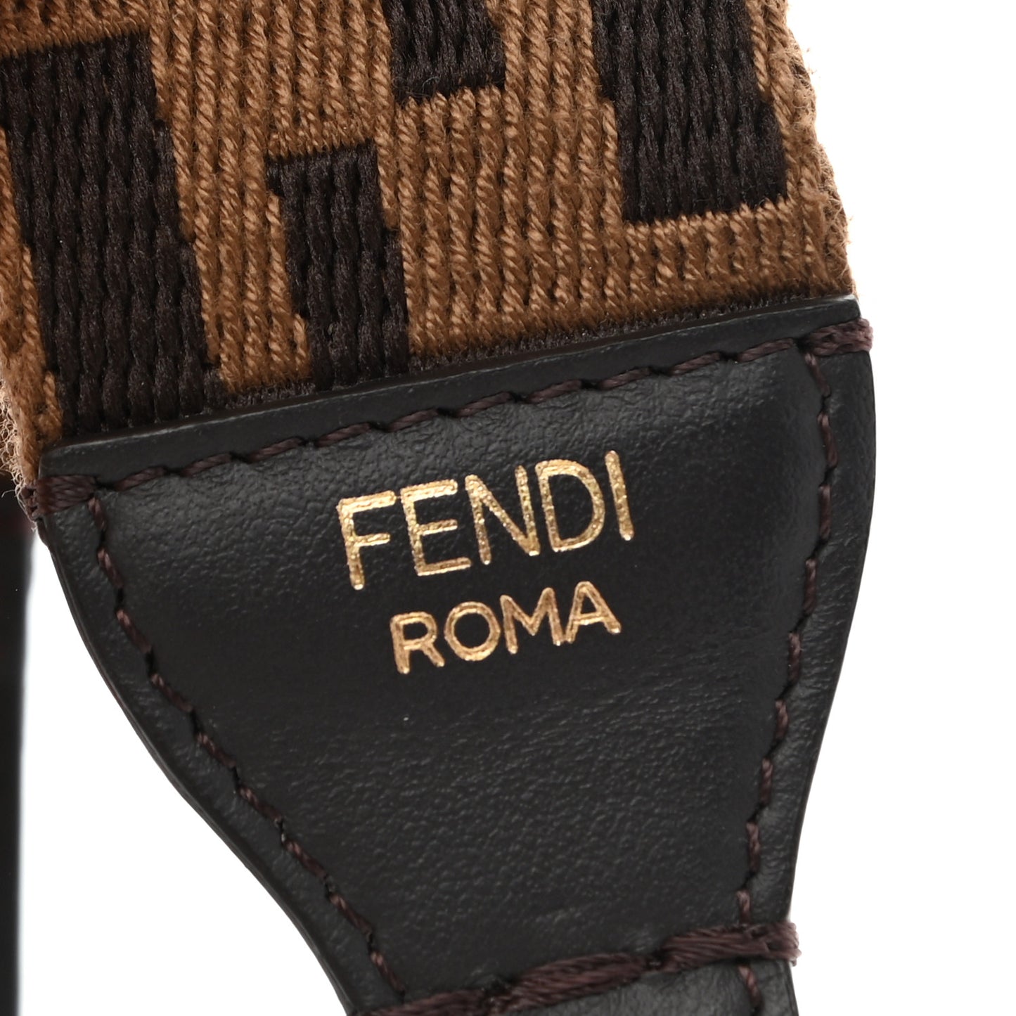 Ribbon Vitello Century FF 1974 Flat Studded Strap You Fango Marrone Ebano