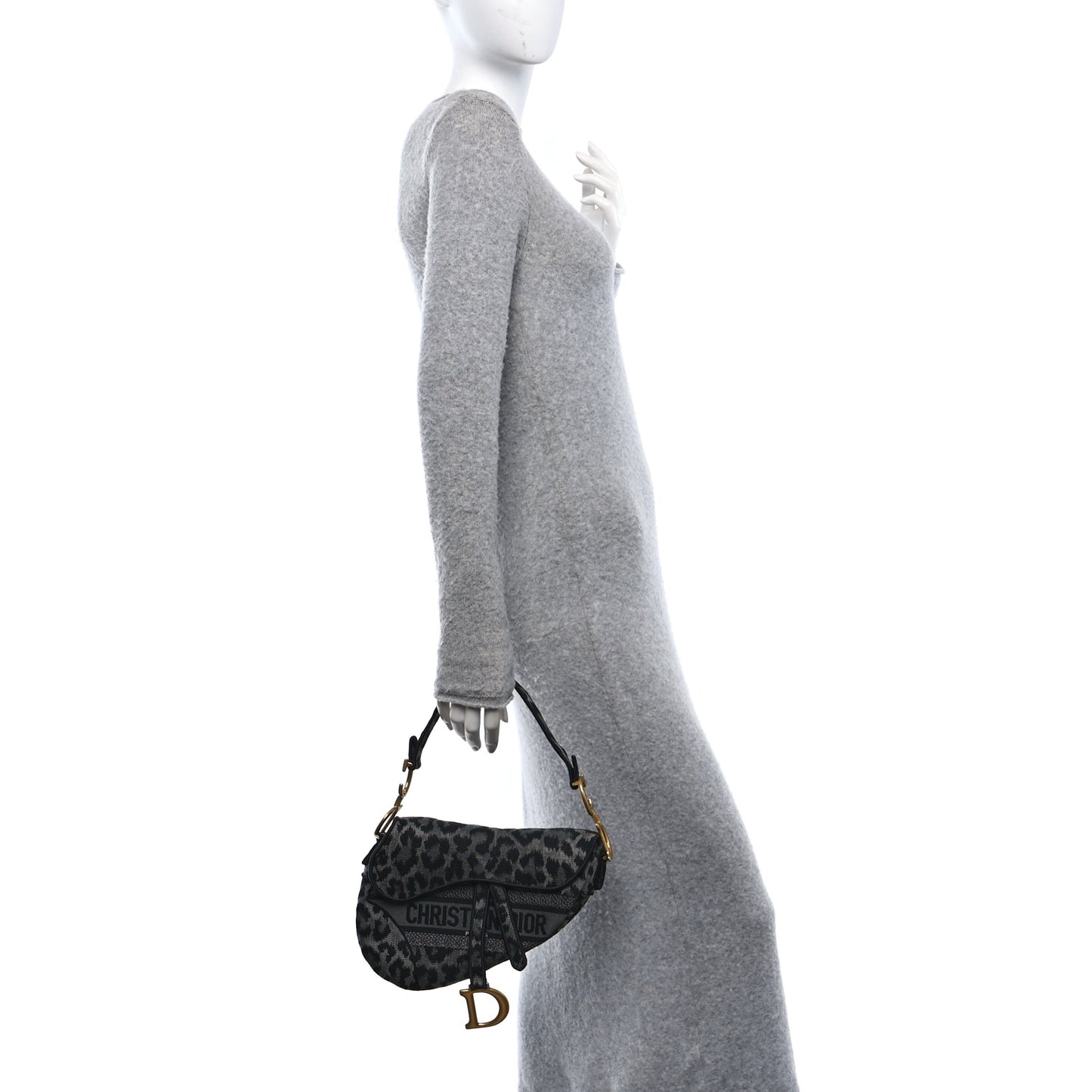 Canvas Mizza Embroidered Saddle Bag Gray