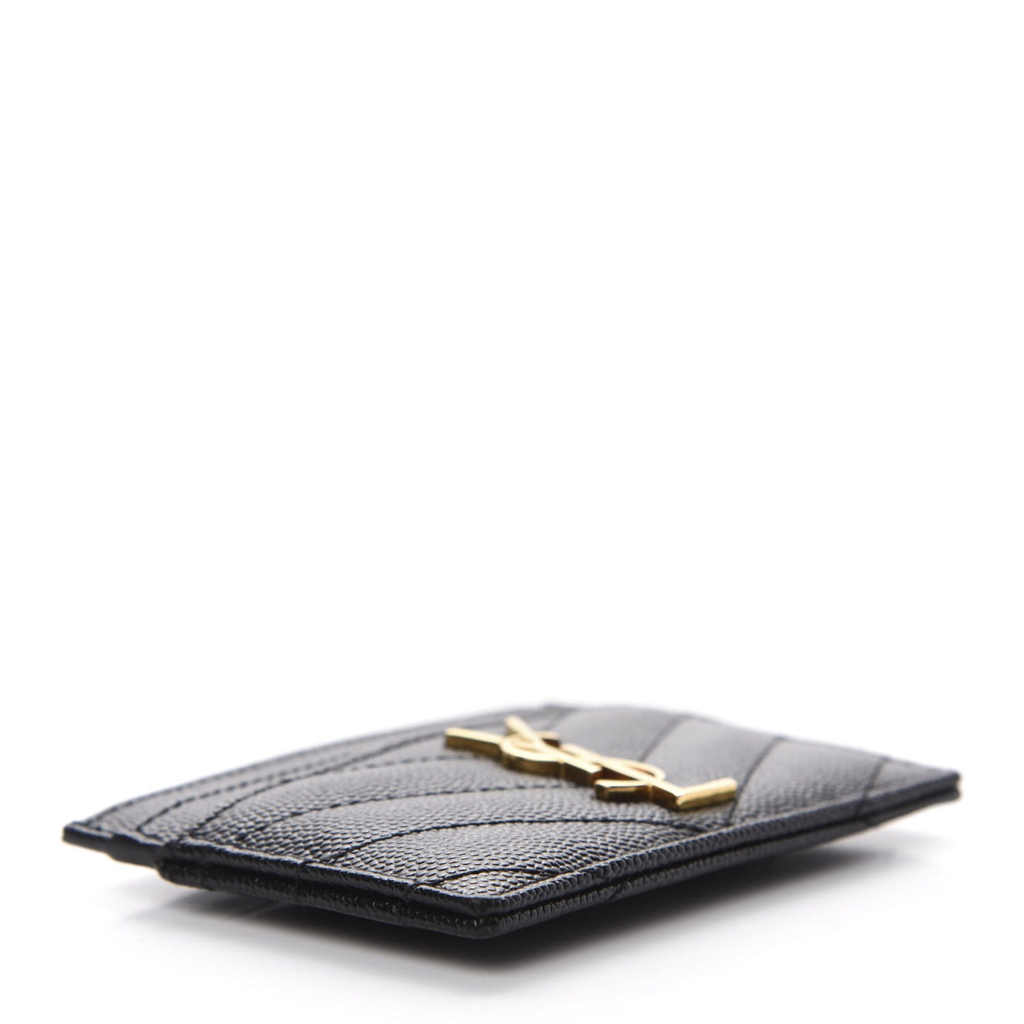 Grain De Poudre Matelasse Chevron Monogram Credit Card Case Black