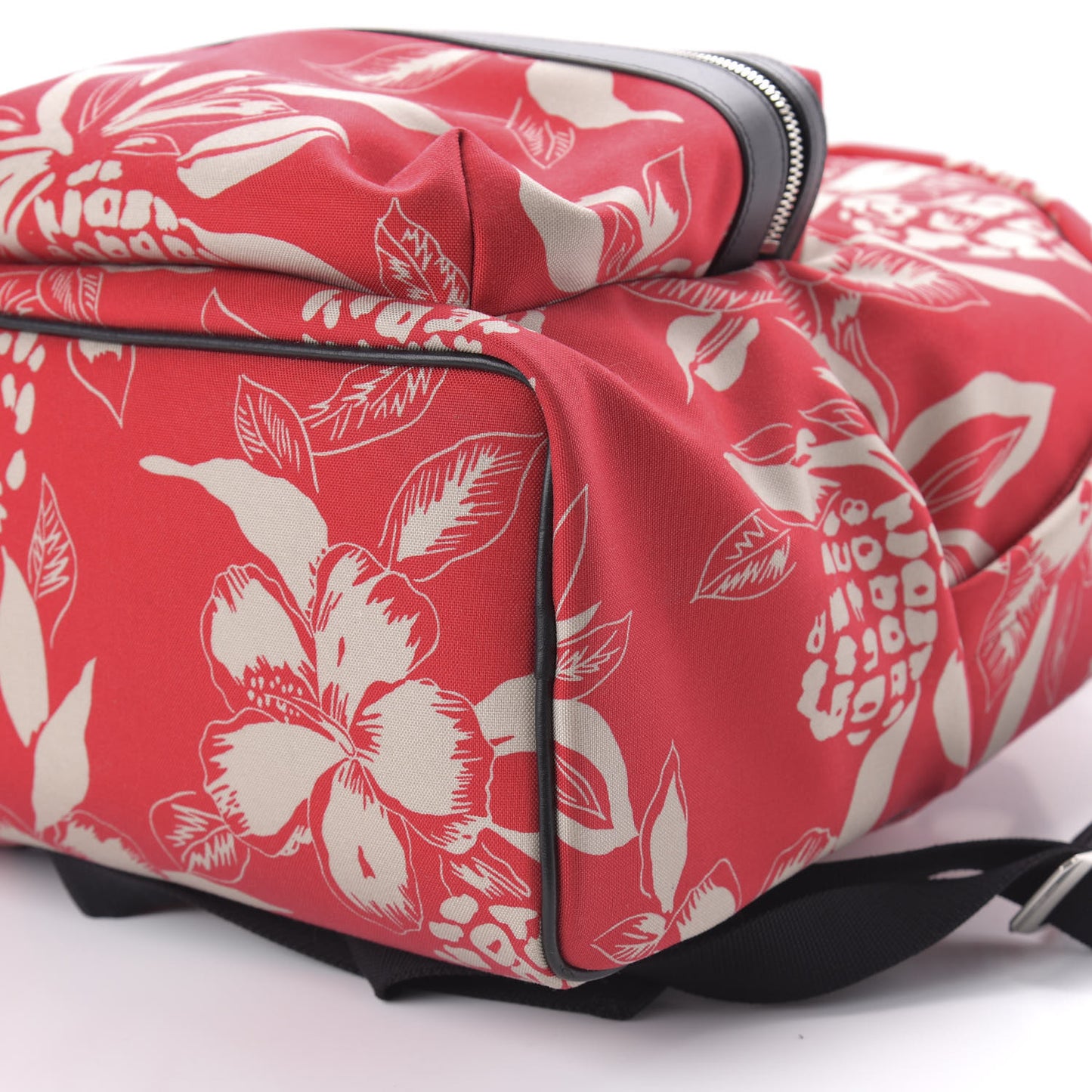 Canvas Hawaiian Hibiscus Print City Backpack Red Ivory