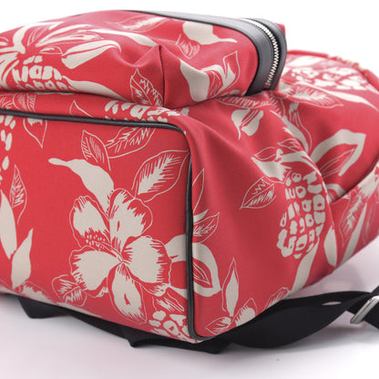 Saint Laurent Canvas Hawaiian Hibiscus Print City Backpack Red Ivory 6 of 8