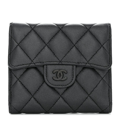 Chanel Lambskin Quilted Compact Flap Wallet So Black 1 of 9