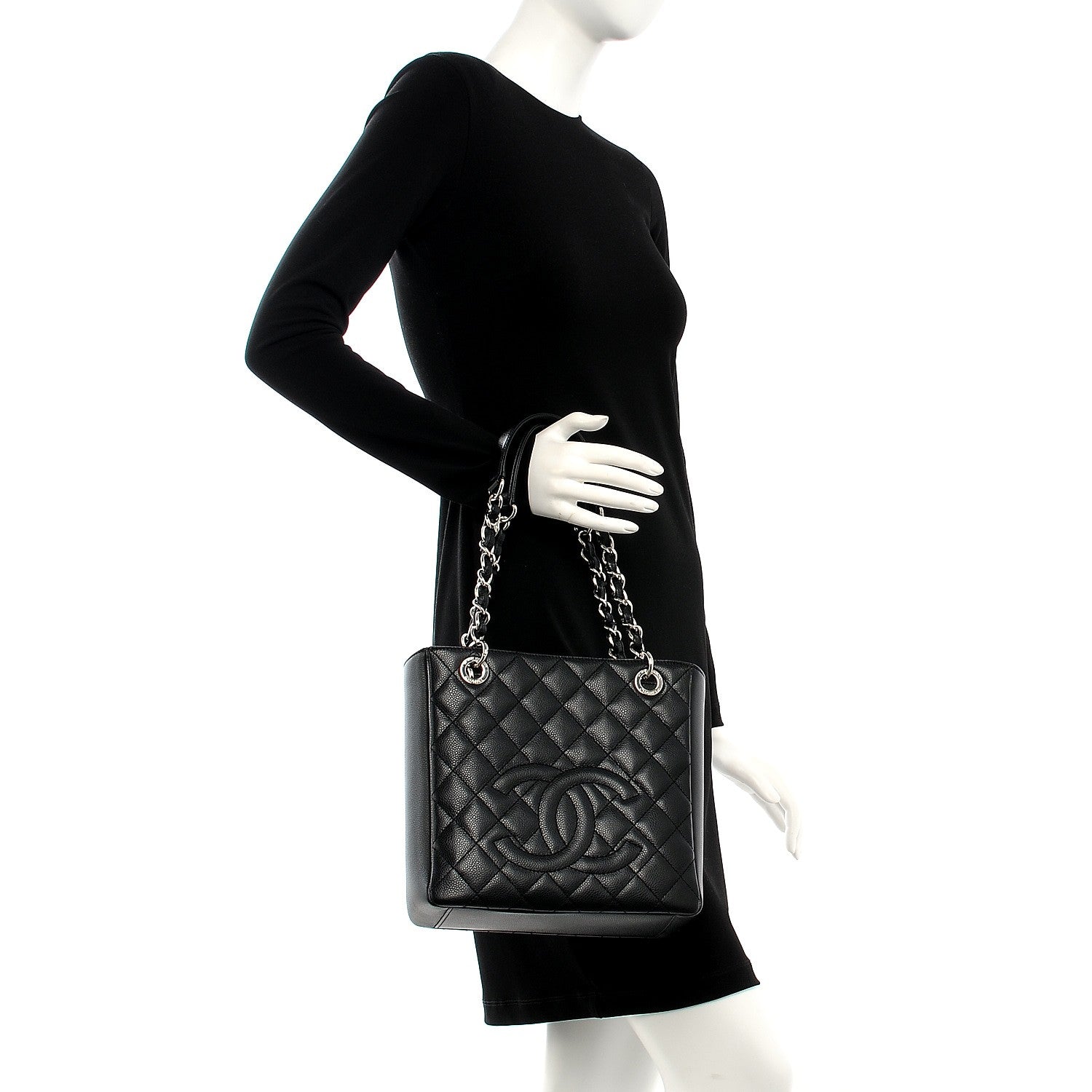 Chanel Caviar Quilted Petit Shopping Tote PST Black 2 of 8