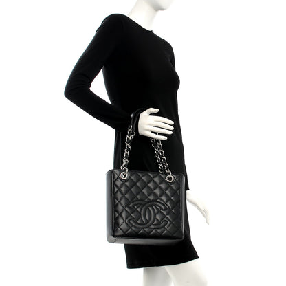 Chanel Caviar Quilted Petit Shopping Tote PST Black 2 of 8