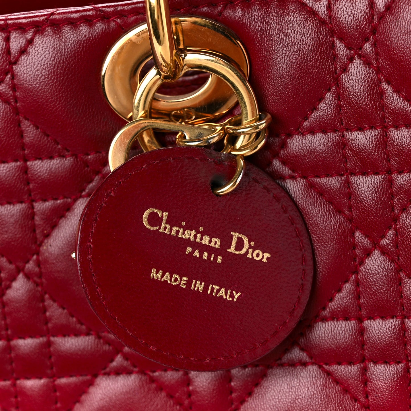 Lambskin Cannage Large Lady Dior Burgundy