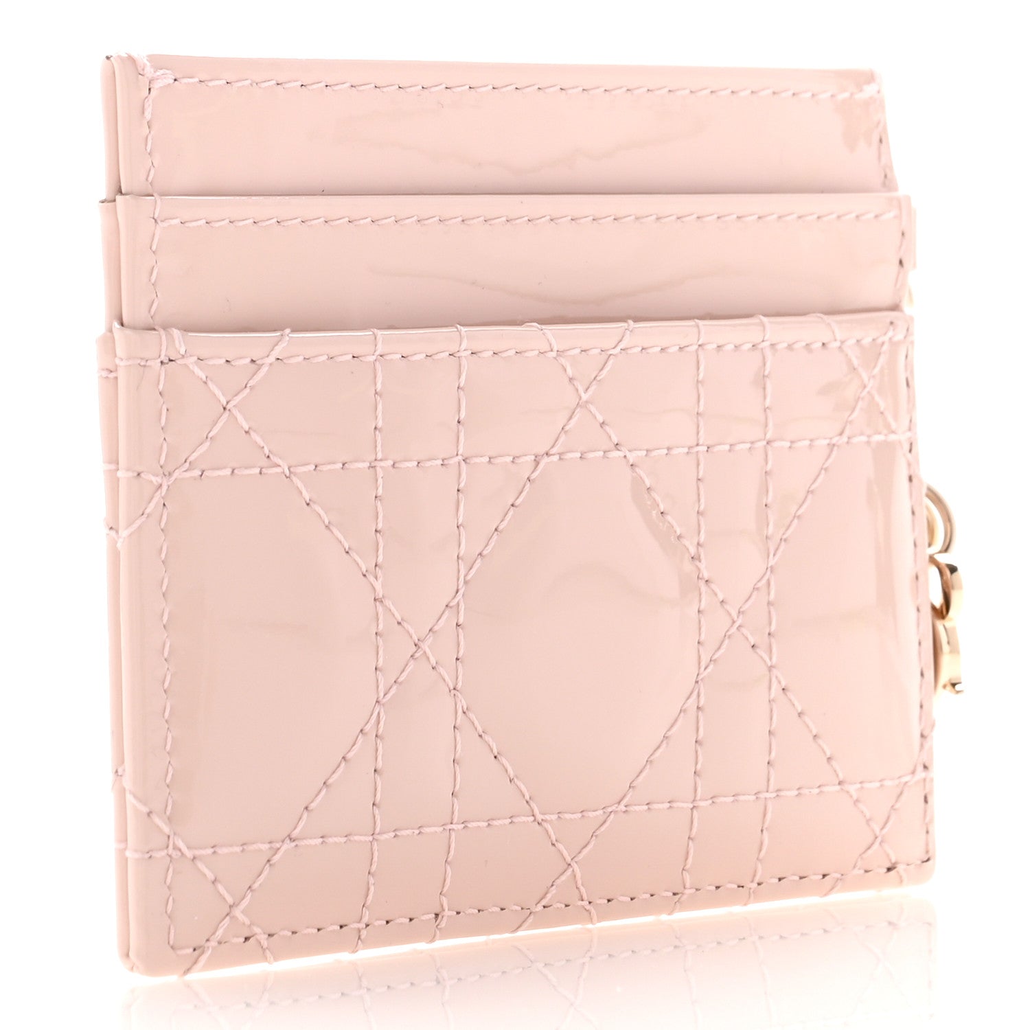 Christian Dior Patent Cannage Lady Dior Card Holder Powder Pink 3 of 9