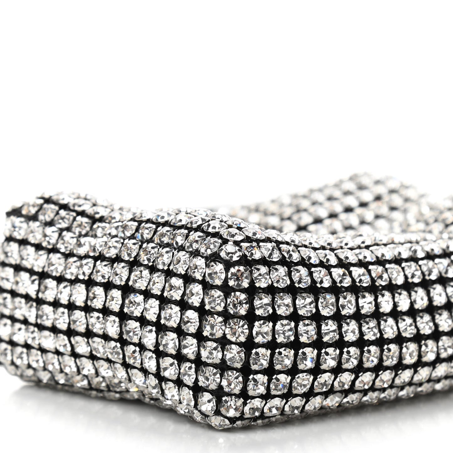 Mesh Crystal Rhinestone Mini Heiress Pouch Black Silver