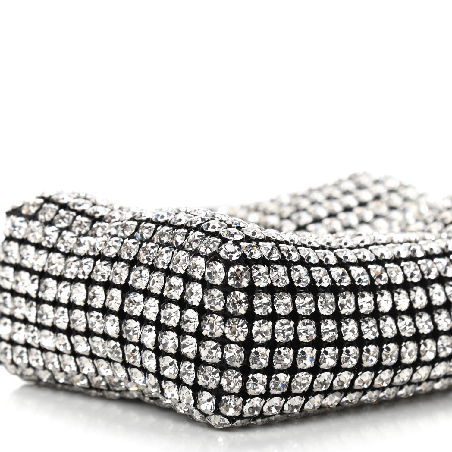 Alexander Wang Mesh Crystal Rhinestone Mini Heiress Pouch Black Silver 9 of 10