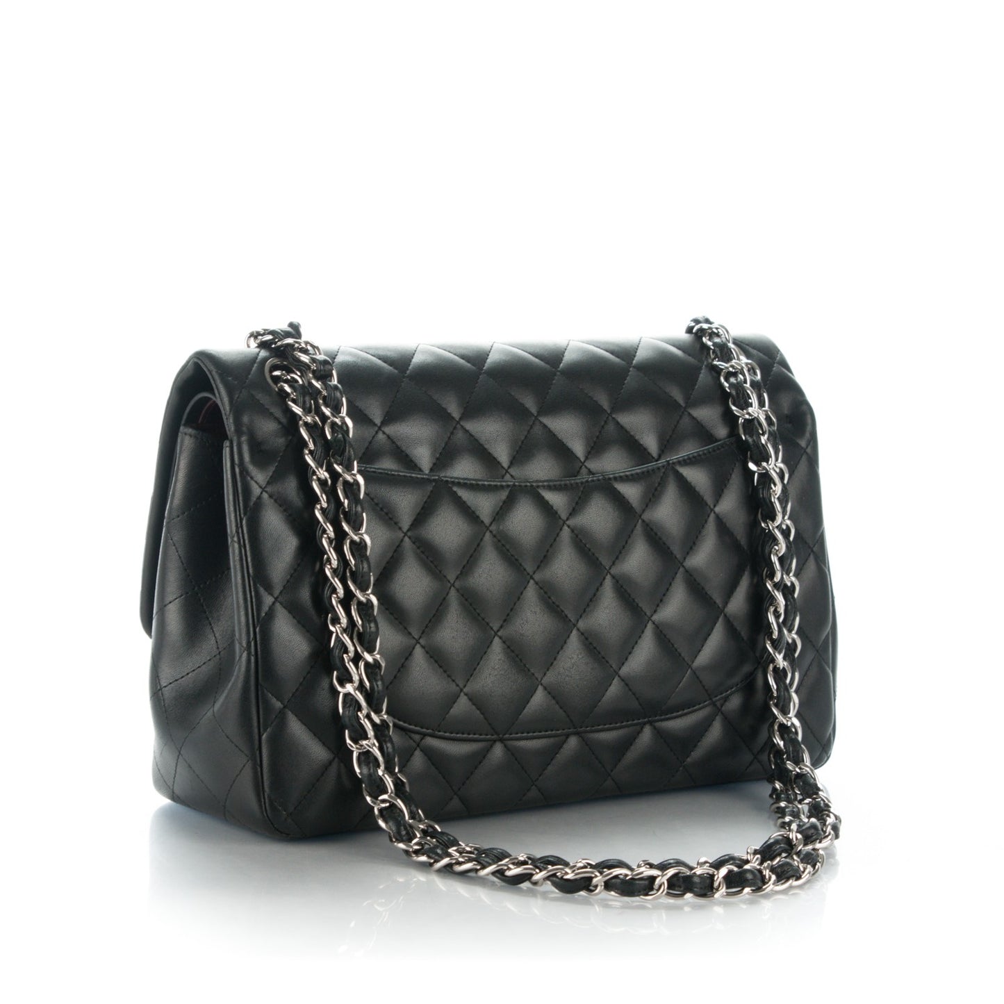 Lambskin Quilted Jumbo Double Flap Black