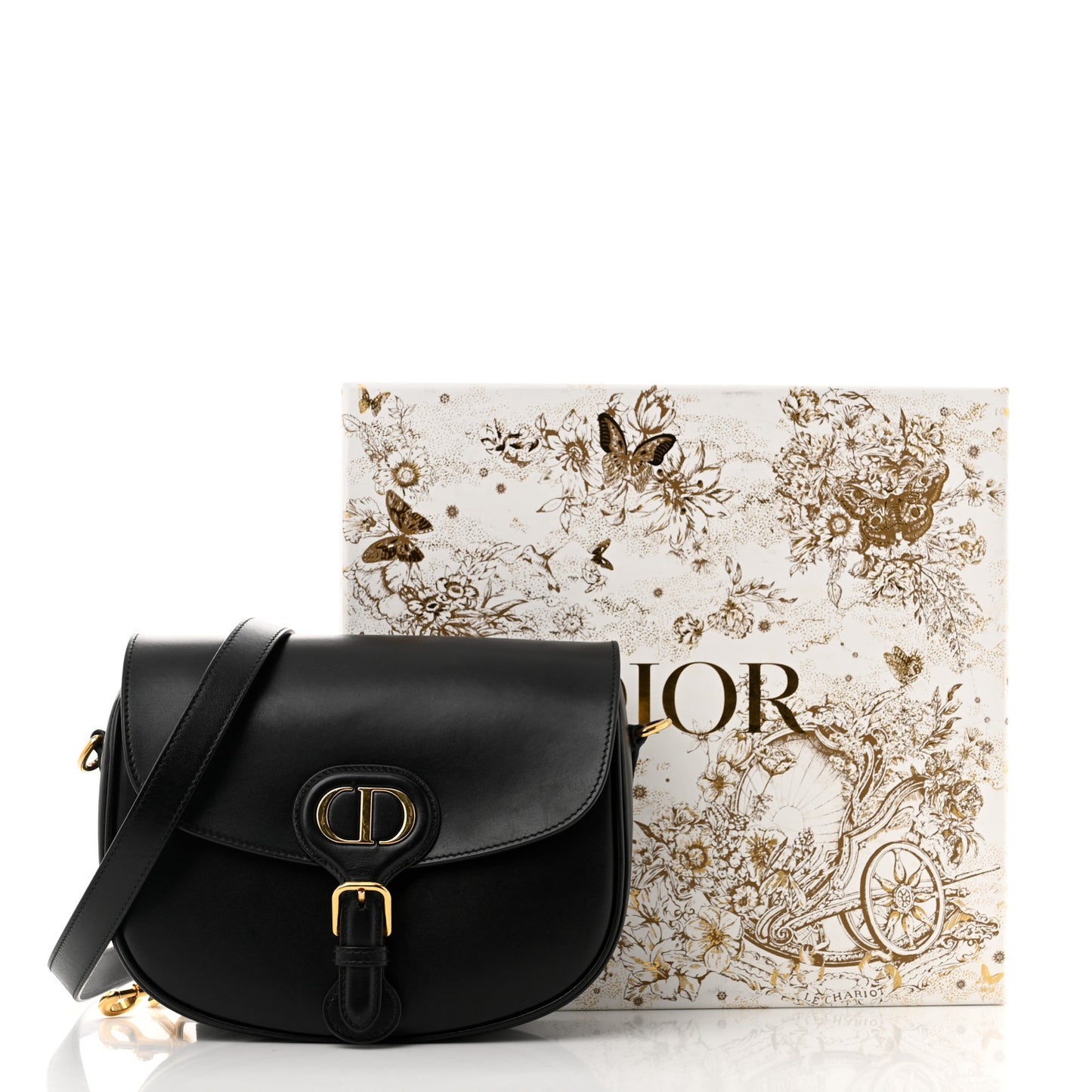 Box Calfskin Medium Bobby Flap Black