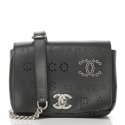 Chanel Calfskin Tweed Eyelet Flap Bag Black 3 of 15