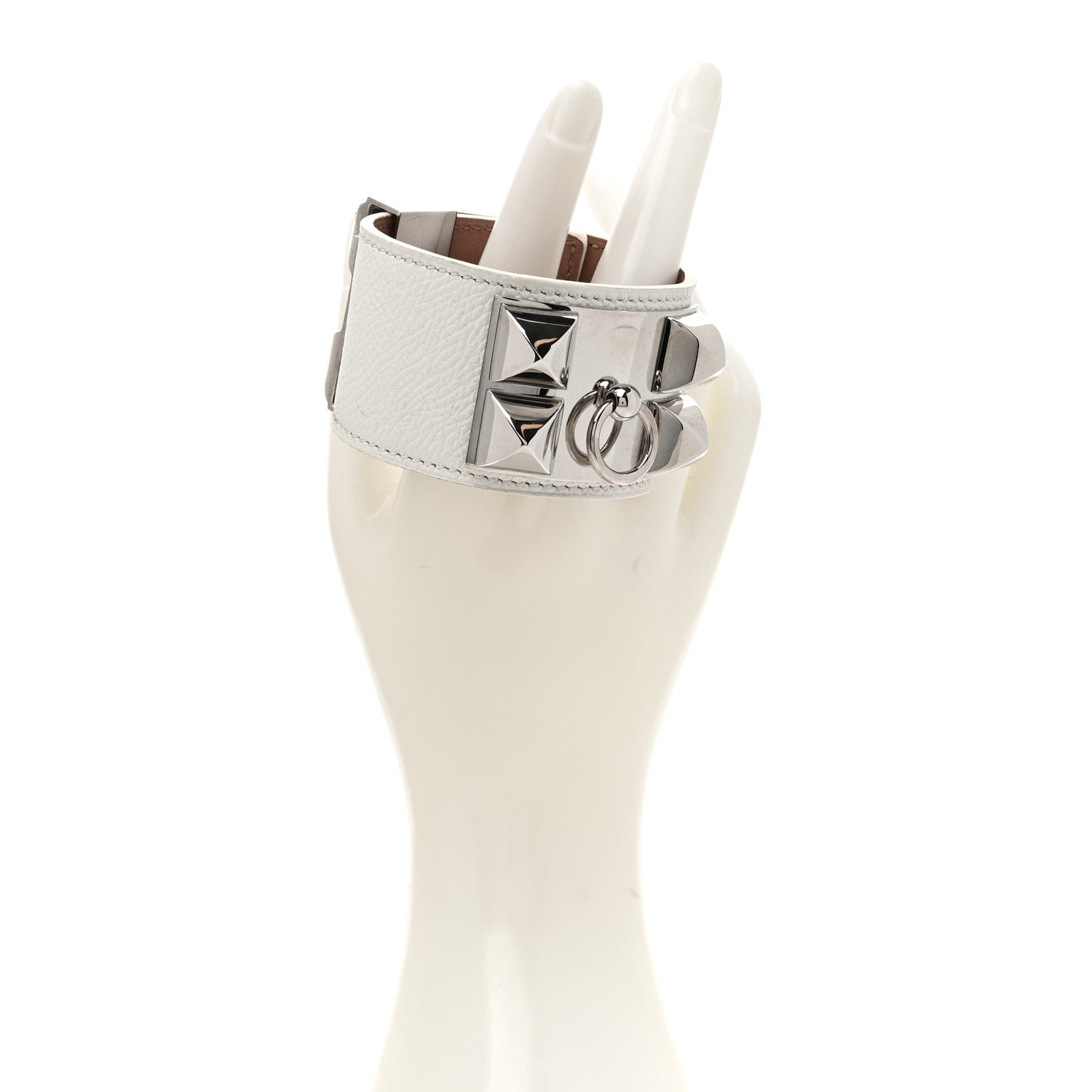 Hermes Epsom Collier De Chien CDC Bracelet S White 2 of 6