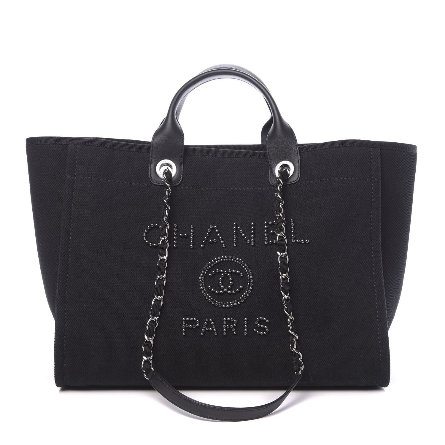 Chanel Canvas Pearl Medium Deauville Tote Black 1 of 12