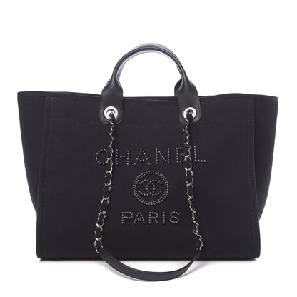 Chanel Canvas Pearl Medium Deauville Tote Black 1 of 12